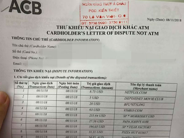 Khách đang ngủ thì bị báo mất trắng 50 triệu đồng trong thẻ visa với nhiều giao dịch lạ, ngân hàng hẹn 35 ngày sau giải quyết?