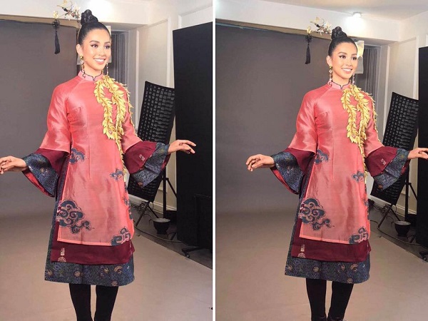 Tiểu Vy diện áo dài cách tân để hát hit của Sơn Tùng M-TP trong phần thi tài năng của Miss World 2018