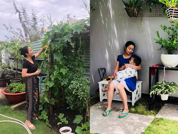 Vườn rau xanh tươi mơn mởn trong biệt thự tiền tỷ do chồng Ốc Thanh Vân trồng 'tặng' 4 mẹ con