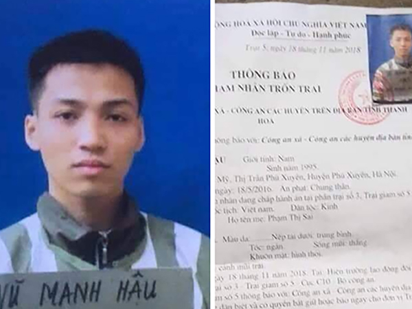 Phạm nhân thụ án chung thân trốn khỏi trại giam
