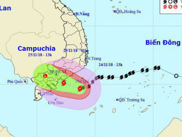 Chiều 24-11, bão số 9 tiến sát Vũng Tàu, Phan Thiết