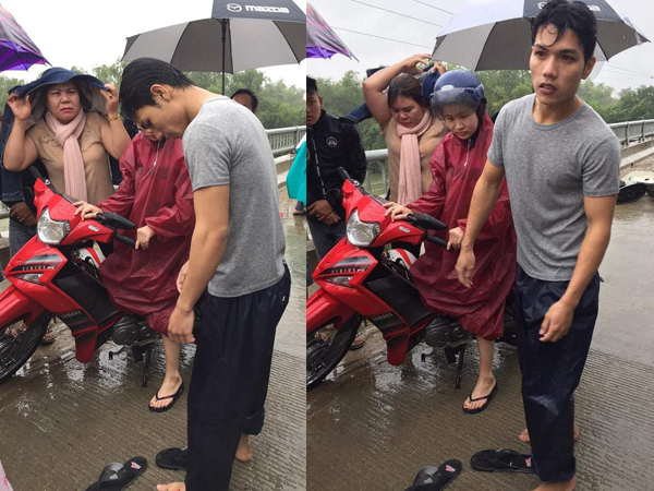 Thanh niên quên mình lao xuống sông cứu người không chút do dự dù trời đang mưa bão