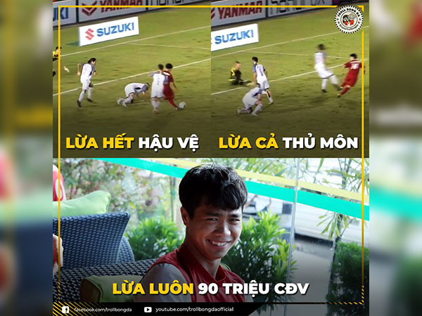 Chết cười với loạt ảnh chế của dân mạng sau bàn thắng hụt của Công Phượng trong trận đấu với Philippines
