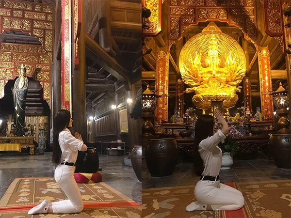 Cố tình ưỡn người để khoe đường cong, Thư Dung bị hỏi: 'Vào chùa tập yoga à?'
