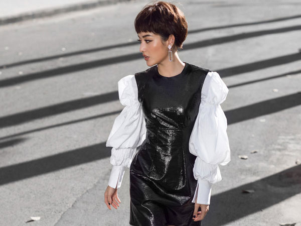 Huyền My bất ngờ để tóc tém trong bộ ảnh street style