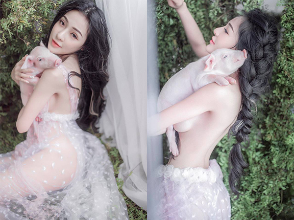 Ngân 98 gây xôn xao khi tung bộ ảnh 'chơi với lợn' lấy cảm hứng từ MV của Chi Pu