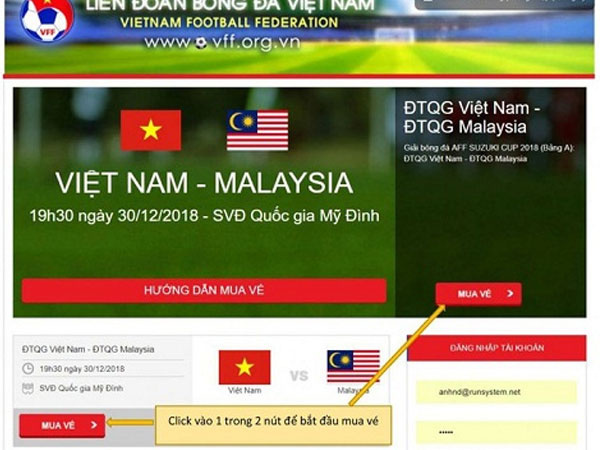 6 chú ý mua vé online Chung kết AFF Cup Việt Nam vs Malaysia