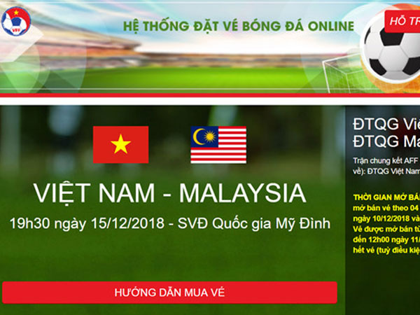 Ban tổ chức cảnh báo giả mạo trang đặt vé online xem chung kết AFF Cup
