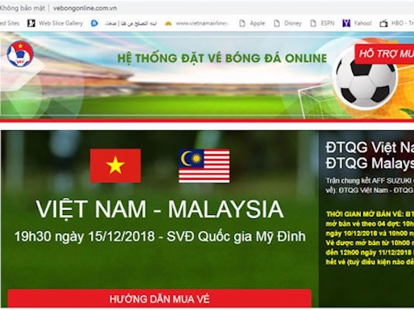Sát 'giờ G', VFF phát hiện website giả mạo bán vé online trận Việt Nam - Malaysia