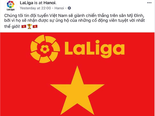 Ban tổ chức La Liga chúc Việt Nam vô địch AFF Cup