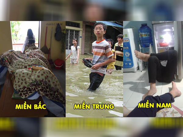 Thời tiết 3 miền mỗi nơi 1 phách, học sinh tìm đủ mọi phương pháp dở khóc dở cười để vượt khó đến trường