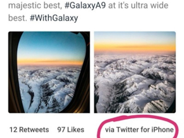 Samsung lại dùng nhầm iPhone để quảng cáo Galaxy A9