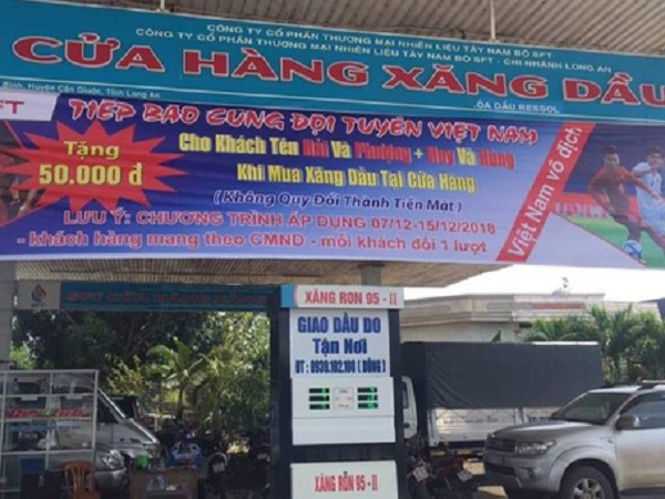 Cây xăng miễn phí cho khách có tên trùng với bốn cầu thủ Việt Nam