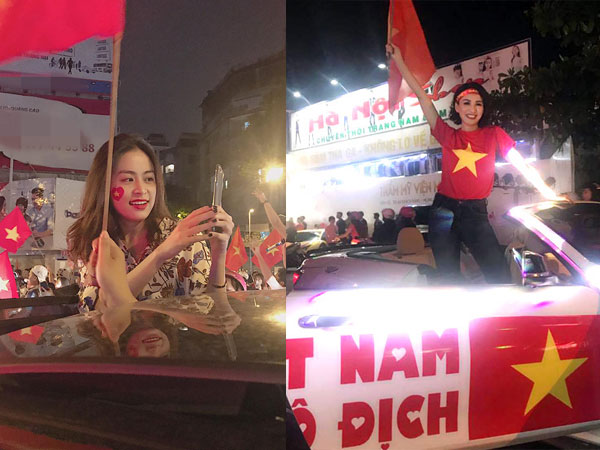 Hàng loạt sao Việt xuống đường đi bão mừng chức vô địch AFF Cup 2018
