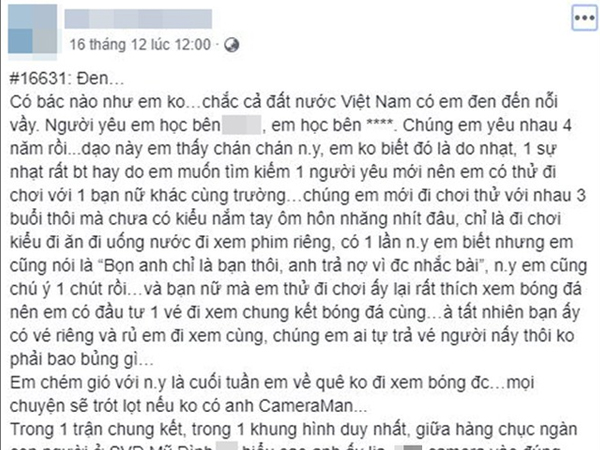 Trốn người yêu đi xem bóng đá với bạn nữ mới quen, chàng trai bị chia tay chỉ vì... anh quay phim