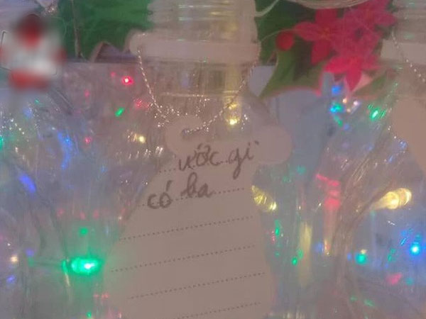 Điều ước của em nhỏ treo trên cây thông Noel bằng chai nhựa khiến người lớn lặng người: Con ước mình có ba