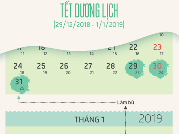 Lịch các ngày nghỉ lễ năm 2019