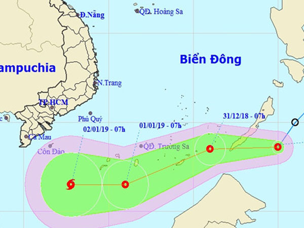 Áp thấp nhiệt đới lệch xuống phía nam khi vào Biển Đông