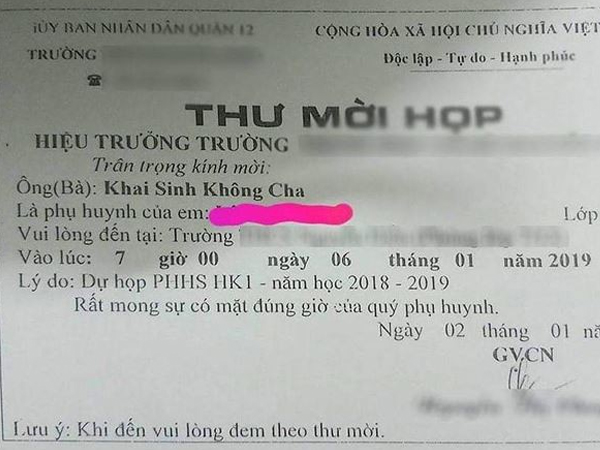 Thư mời họp phụ huynh 'kỳ quái' gây bức xúc ở TPHCM