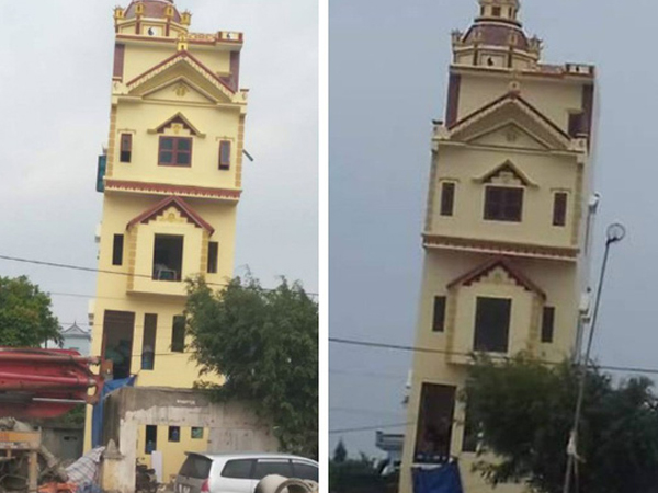 Xôn xao hình ảnh ngôi nhà 5 tầng ở Hà Nam vừa xây xong đã nghiêng như 'tháp nghiêng Pisa'