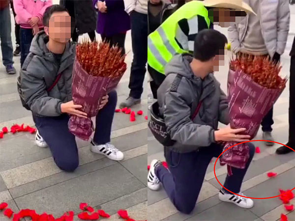 Kỳ công xếp hoa thành hình trái tim để tỏ tình với crush, chàng trai hết hồn khi bị cô lao công thẳng tay quét sạch