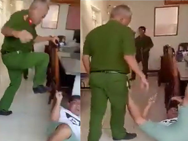 Đình chỉ phó công an phường đạp người làm chứng tại trụ sở