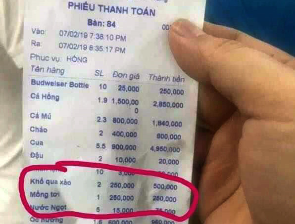 Thêm quán ăn ở Nha Trang bị tố ‘chặt chém’ 250.000 một đĩa mồng tơi