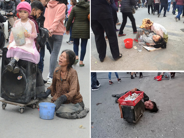 Bò, trườn, lê lết tại chợ Viềng, 'đội quân' ăn xin, hát rong kiếm bộn tiền từ người dân