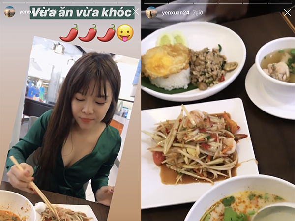 Yến Xuân liên tục khoe đồ ăn Thái trên story còn để lọt giọng nói của Lâm Tây vào, định công khai tình yêu dịp Valentine?