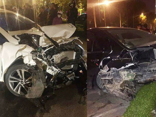Hai xe ô tô đâm nhau kinh hoàng trong đêm, 3 người bị thương