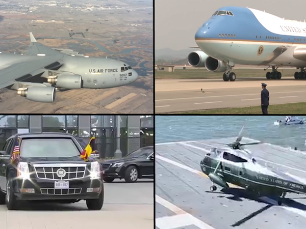 Video: Những phương tiện thường được ông Trump mang theo khi công du
