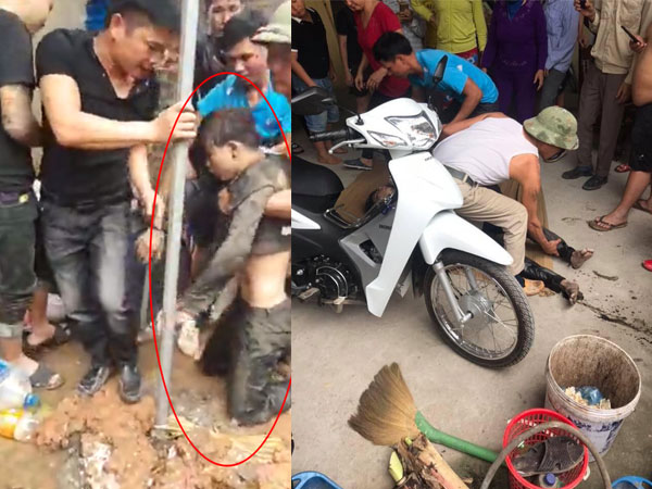 Kinh ngạc phát hiện nam thanh niên 'chui tọt' vào ống cống nước thải nhỏ hẹp