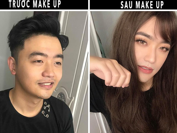 Thanh niên biến thành gái xinh trong chớp mắt nhờ trình độ make up thượng thừa của bạn gái