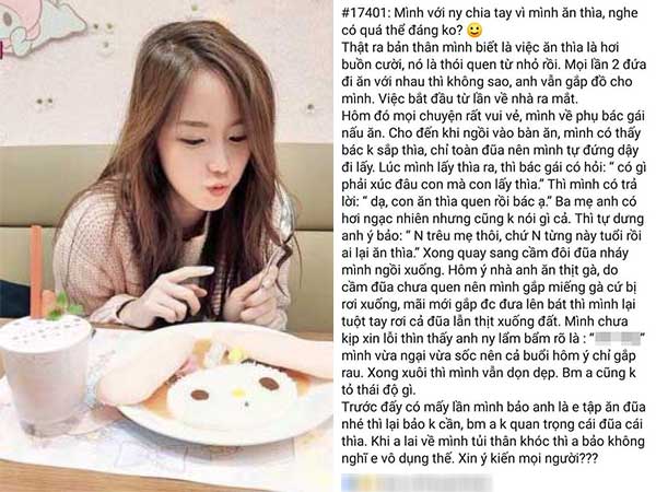 Dân mạng tranh cãi xoay quanh câu chuyện cô gái bị bạn trai 'đá' vì không biết ăn thìa