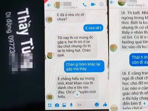 Thầy giáo gạ tình nữ sinh Thái Bình qua tin nhắn: 'Tôi rất hối hận'
