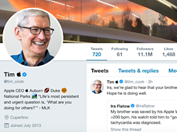 Tim Cook đổi tên tài khoản Twitter thành Tim Apple
