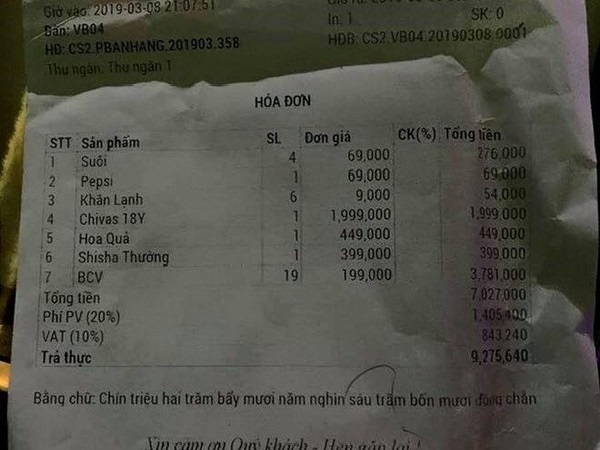 Cô gái đi bar với bạn trai mới quen qua facebook rồi bị bỏ lại với hóa đơn hơn 9 triệu đồng