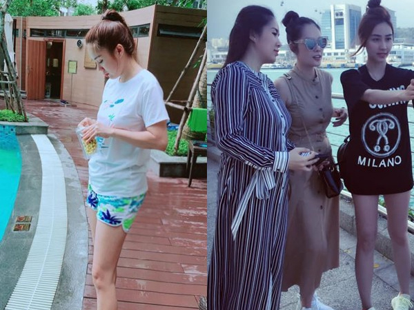 Khác xưa 180 độ, Lê Phương lộ thân hình 'phát tướng' khi chụp ảnh cùng bạn bè