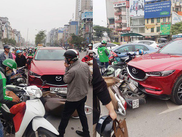 Hiện trường tai nạn xe Mazda đâm liên hoàn nhiều xe máy, tài xế nghi là nữ