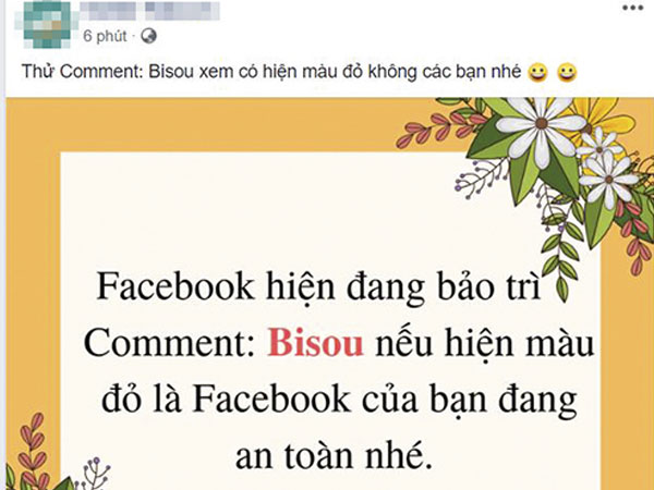 Trò lừa bình luận 'Bisou' để kiểm tra tài khoản Facebook
