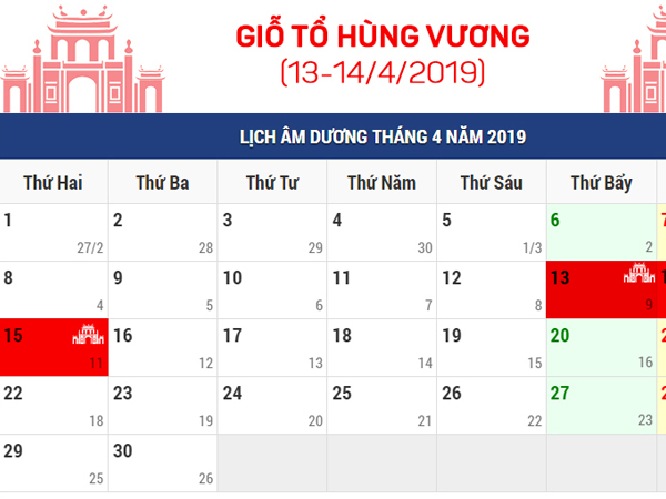 Giỗ tổ Hùng Vương và lễ 30/4 - 1/5 được nghỉ như thế nào?
