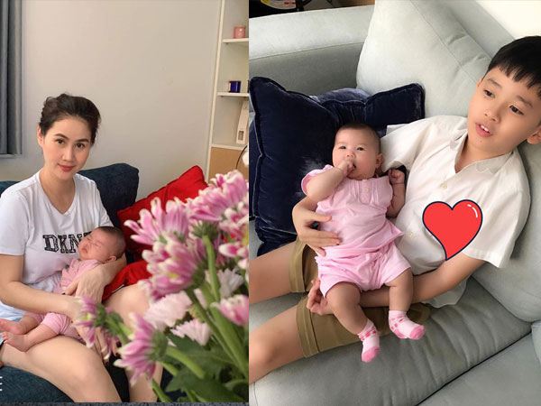 Chịu khó bế em chuẩn 'soái ca đảm' là thế nhưng con trai Thân Thúy Hà lại có phản ứng khó đỡ khi em gái làm việc này