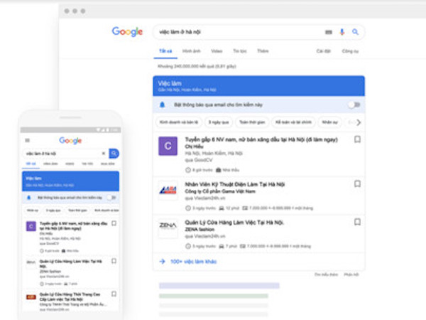 Google thêm tính năng tìm kiếm việc làm nhanh chóng tại Việt Nam