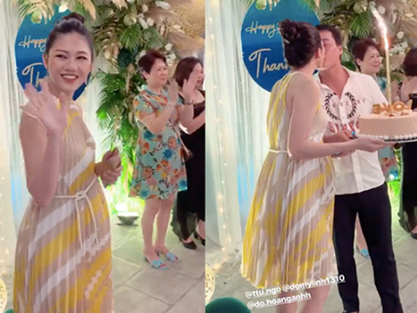Á hậu Thanh Tú vô tư để lộ bụng bầu trong bữa tiệc sinh nhật hoành tráng bên chồng đại gia
