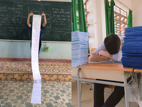 Loạt ảnh chụp đề cương mùa thi khiến hội học sinh 'phát ớn': Bên thì dài cả mét, bên thì chất cao như hồ sơ vụ án chục năm chưa được giải quyết