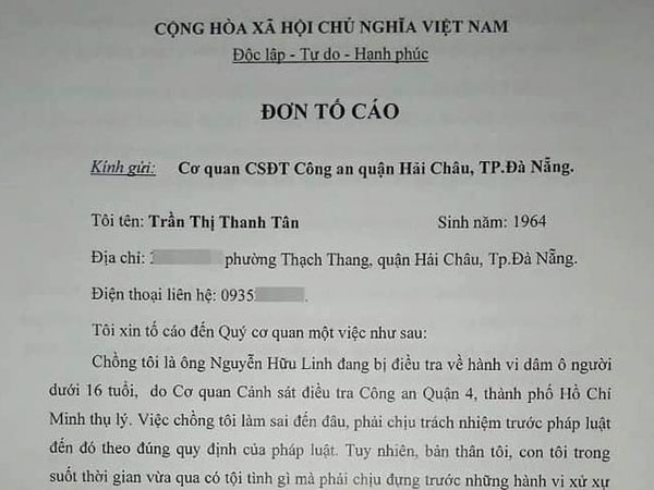Vợ ông Nguyễn Hữu Linh rút đơn tố cáo gửi công an