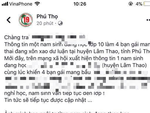 Hiệu trưởng bác tin đồn trên mạng xã hội nói 'nam sinh lớp 10 làm nhiều nữ sinh có bầu'