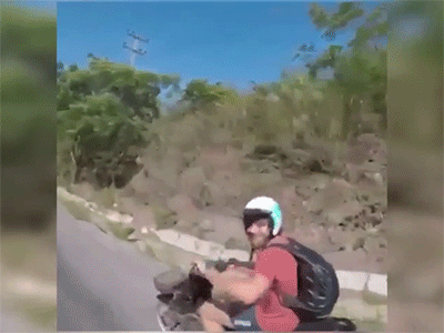 Video: Sau pha đập tay chào hỏi nhớ đời, chàng 'phượt thủ' ngã sấp mặt