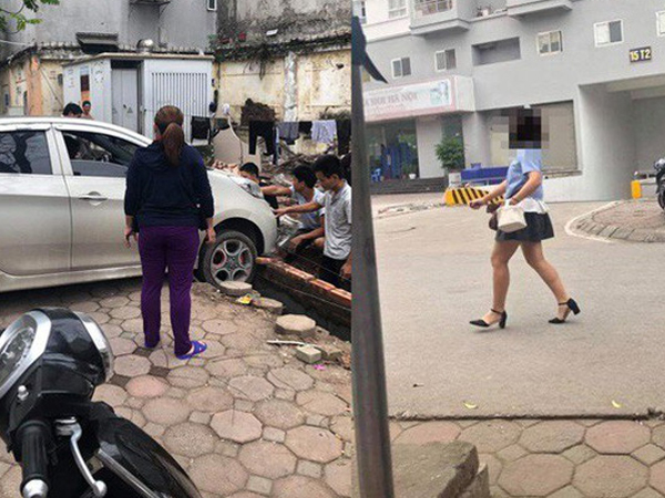 Thêm vụ nữ tài xế đạp nhầm chân ga, suýt đâm vào ba công nhân nam