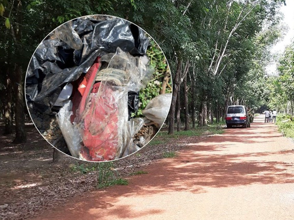 Cảnh sát vào rừng cao su, truy tìm dấu vết để phá án vụ 2 thi thể trong thùng nước đổ bê tông